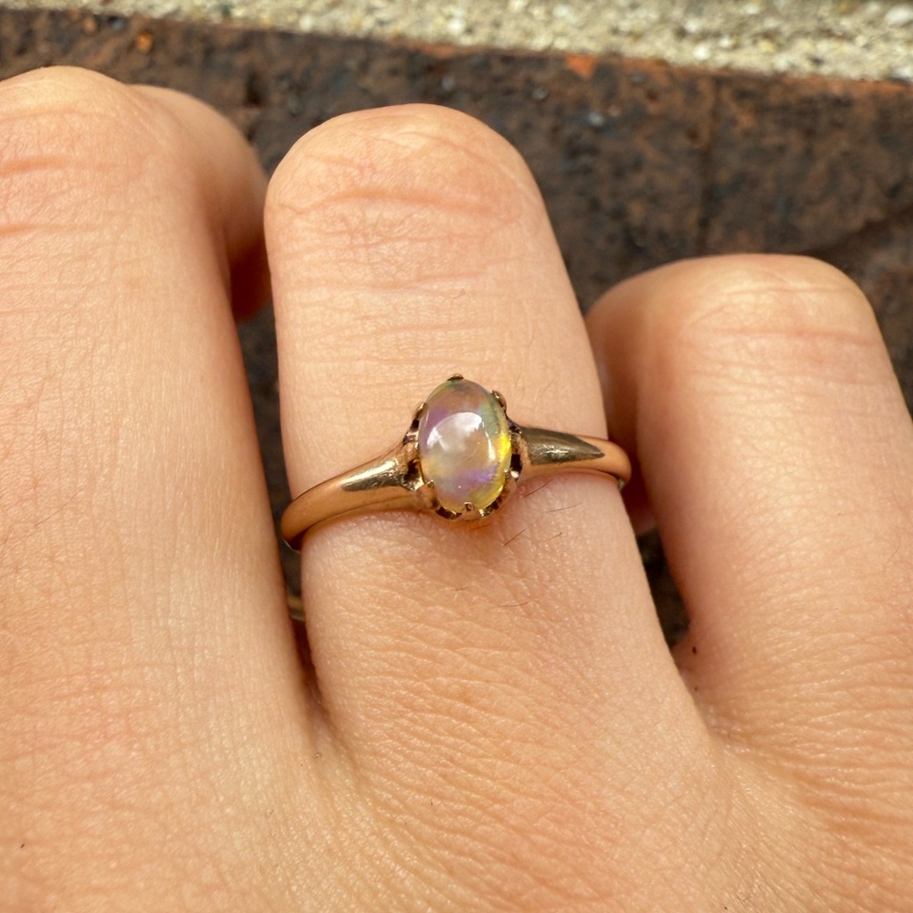 10k Allsop Bros Opal Rose Gold Ring sz 6.25